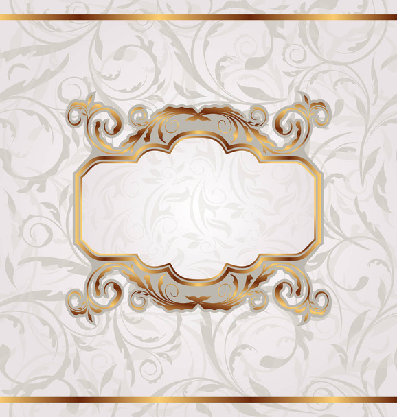 Golden retro frame, seamless floral texture - Foto, imagen