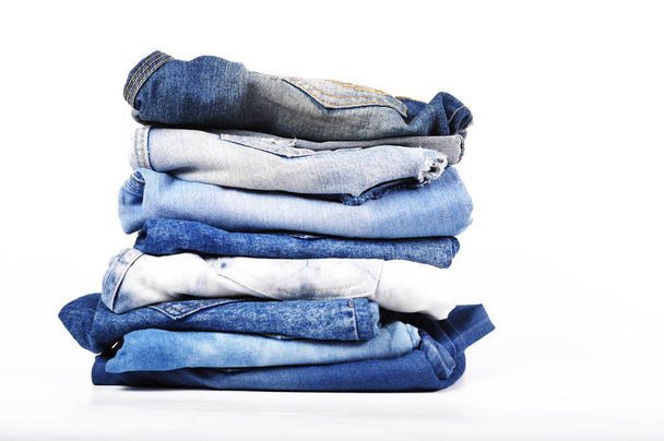 Stack of blue jeans - Foto, Imagem