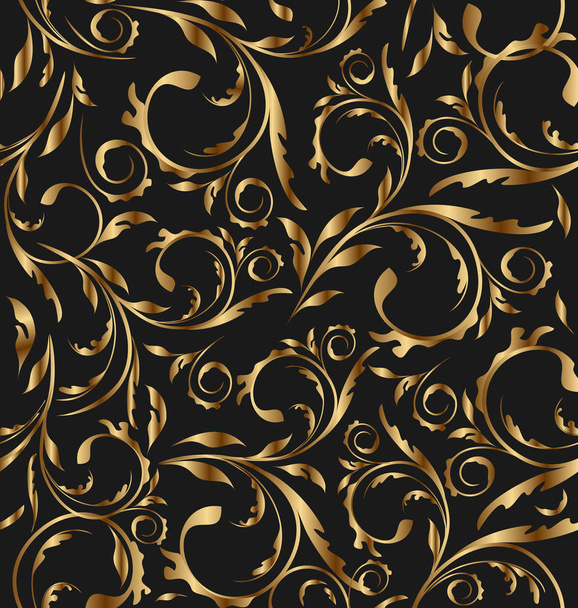 Golden seamless floral background, pattern for continuous replic - Foto, afbeelding