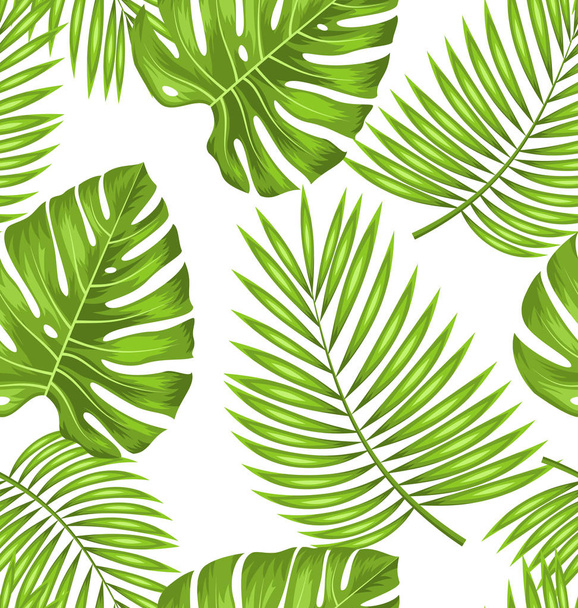 Seamless Wallpaper with Green Tropical Leaves for Fabric Swatch - Foto, Imagem