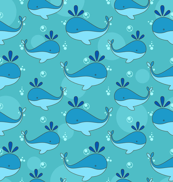 Seamless Texture with Cartoon Whales - Photo, Image