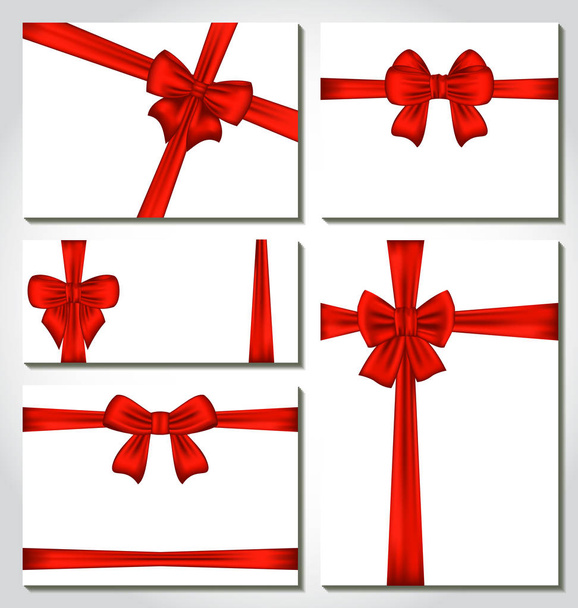 Set of red gift bows for design packing - 写真・画像