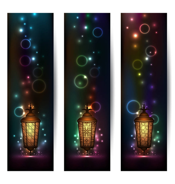 Set light banners with arabic lantern - Fotó, kép