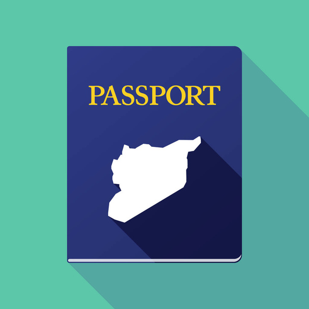 Long shadow passport with  the map of Syria - Vector, Image