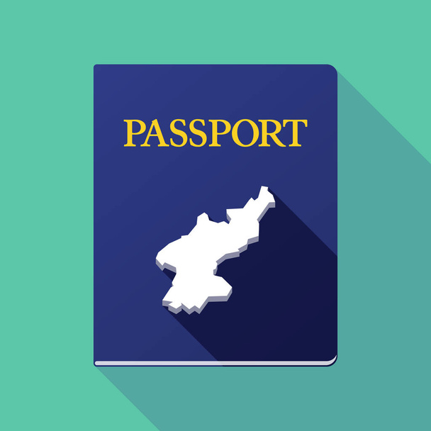 Long shadow passport with  the map of North Korea - Vector, Image
