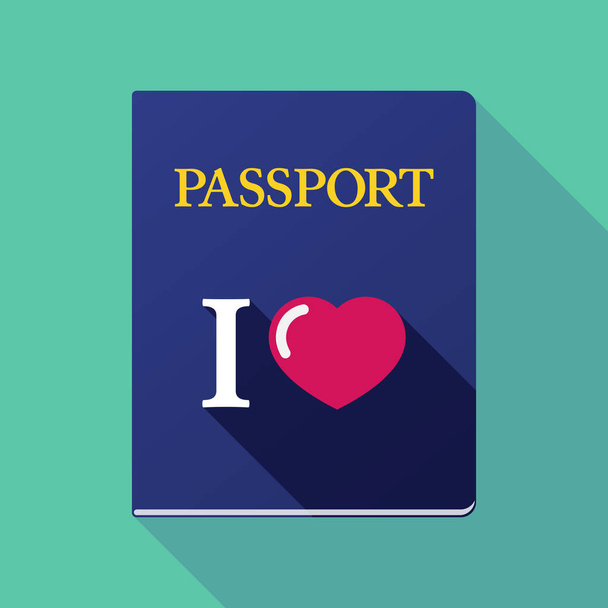 Long shadow passport with  an " I like" glyph - Vector, Imagen
