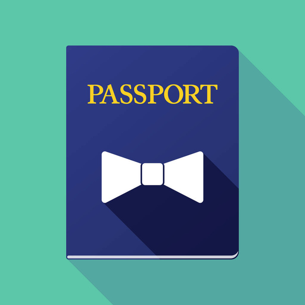 Long shadow passport with  a neck tie icon - Vector, Image