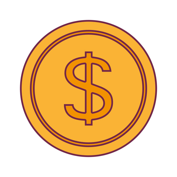 moneda dinero aislado icono
 - Vector, imagen
