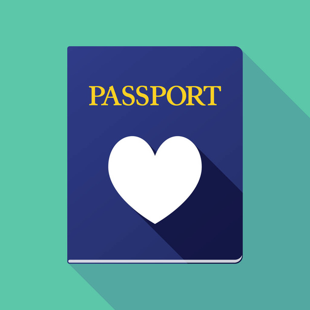 Long shadow passport with  the heart poker playing card sign - Вектор, зображення