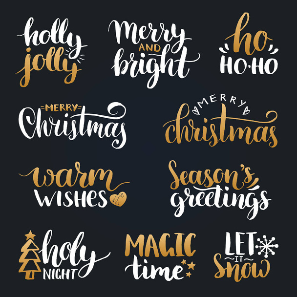 Christmas calligraphic letterings set - Vector, Image