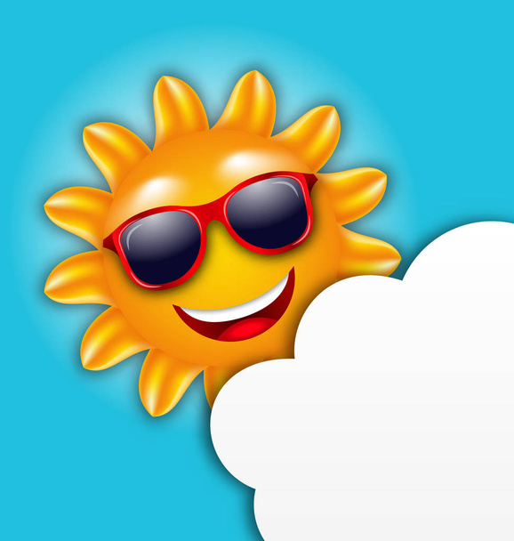 Cool Summer Sun in Sunglasses with Cloud - Photo, Image