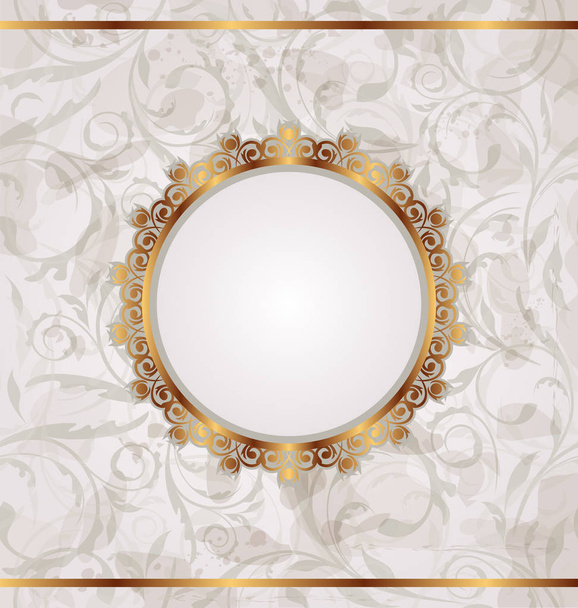 Golden retro frame, seamless floral texture - Photo, Image