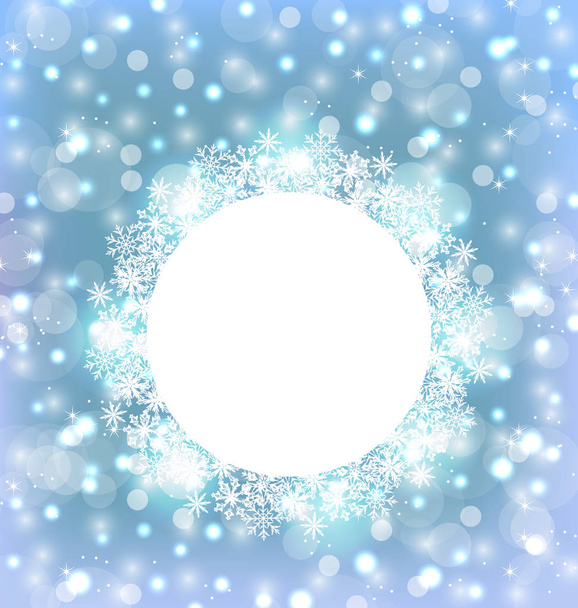Christmas frame made in snowflakes on elegant glowing background - Foto, imagen