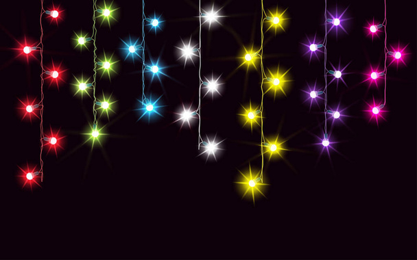 Girlanden, Weihnachtsdekoration Lichteffekte. isolierte Vektor-Designelemente. leuchtende Lichter für das Weihnachtsgrußkartendesign. Weihnachtsdekoration realistischer Lichterkranz - Vektor, Bild
