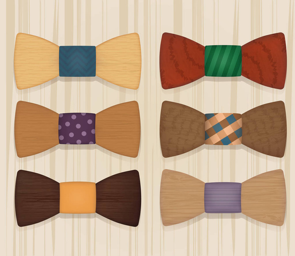 Set of wooden ties - Vector, afbeelding