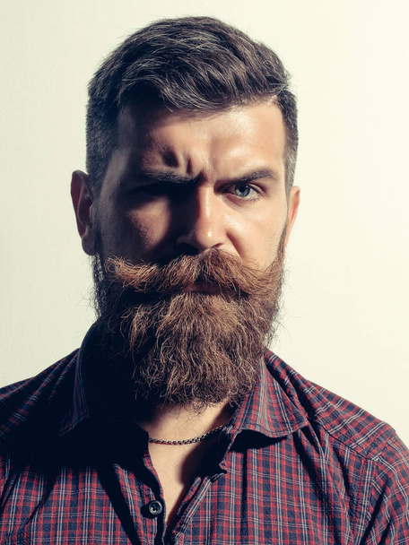 Frown bearded man hipster - Фото, зображення