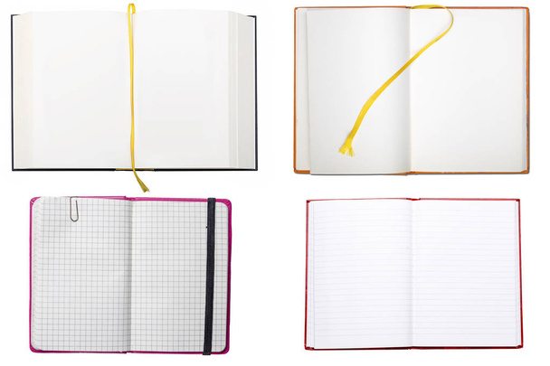 conjunto de libros en blanco abierto, aislado en blanco
 - Foto, imagen