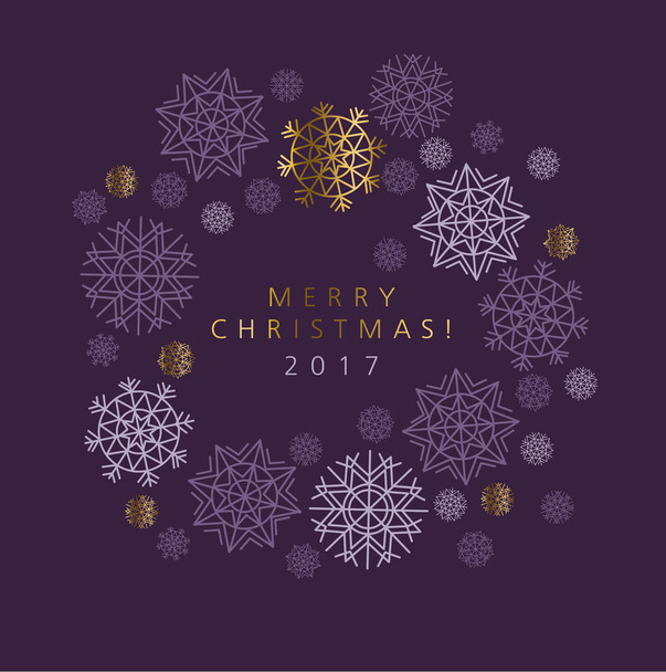 Clásico Navidad copos de nieve elegante tarjeta o encabezado. Purpa violeta
 - Vector, imagen