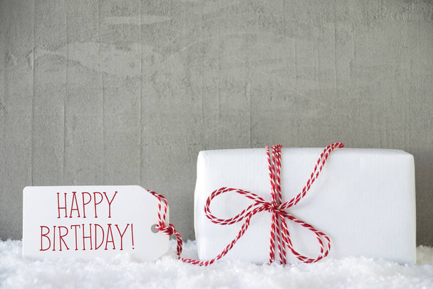 One Gift, Urban Cement Background, Text Happy Birthday - 写真・画像