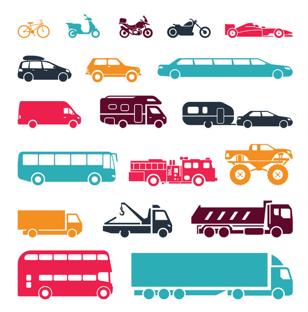 Signs presenting different means of transportation - Вектор,изображение