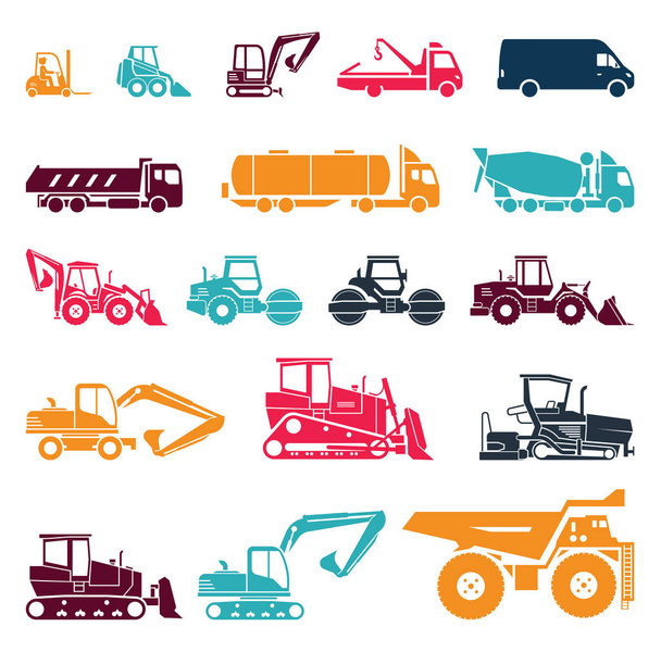 Set of various transportation and construction machinery - Vector, Image