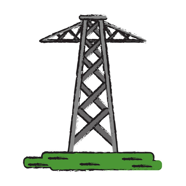 drawing electrical tower transmission energy power - Vector, Image