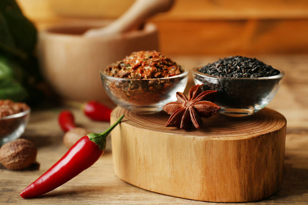 Composition with different spices, closeup - Foto, Imagem