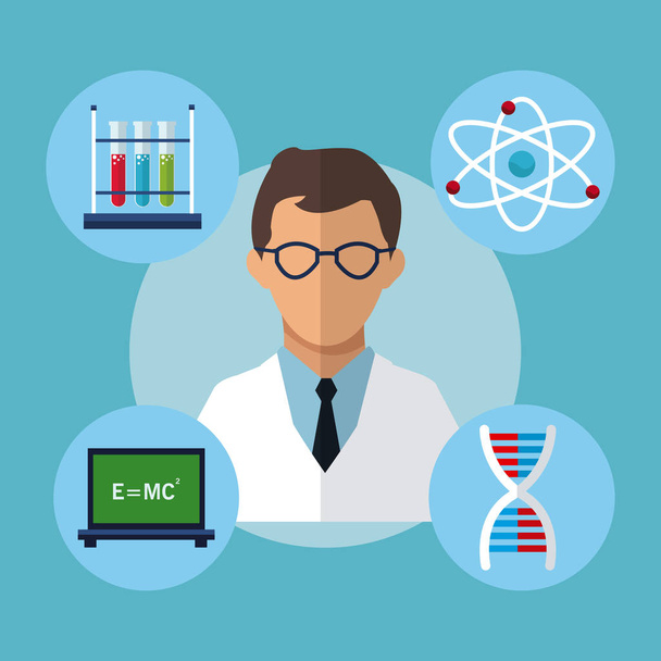 character medical scientist experiment laboratory - Vector, Image