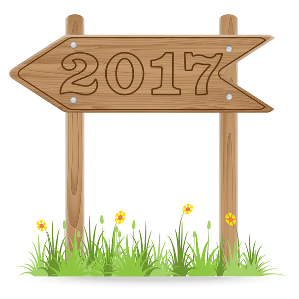 Номер 2017 на дерев'яному стовпі
  - Вектор, зображення