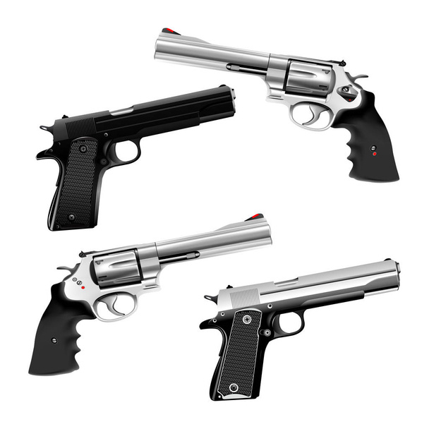 weapon pistol and revolver - Vector, Image