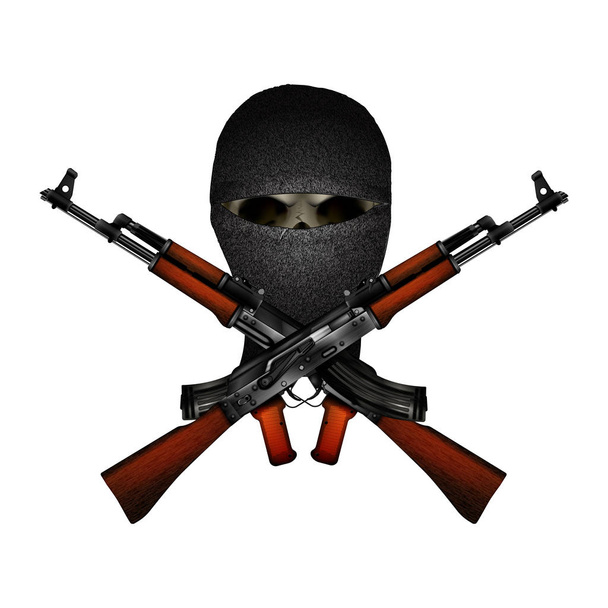 skull mask and machine guns Kalashnikov - Vector, Image