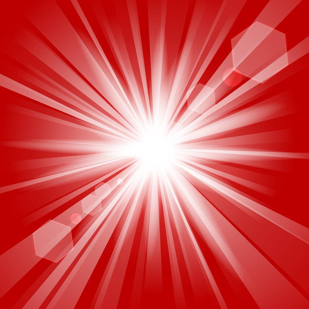 Rode glans met lens flare achtergrond - Vector, afbeelding