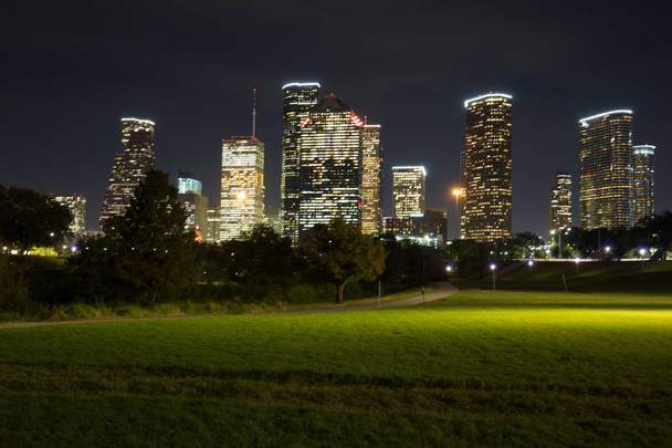 Night landscape of Downtown Houston at night or sunset - Photo, Image