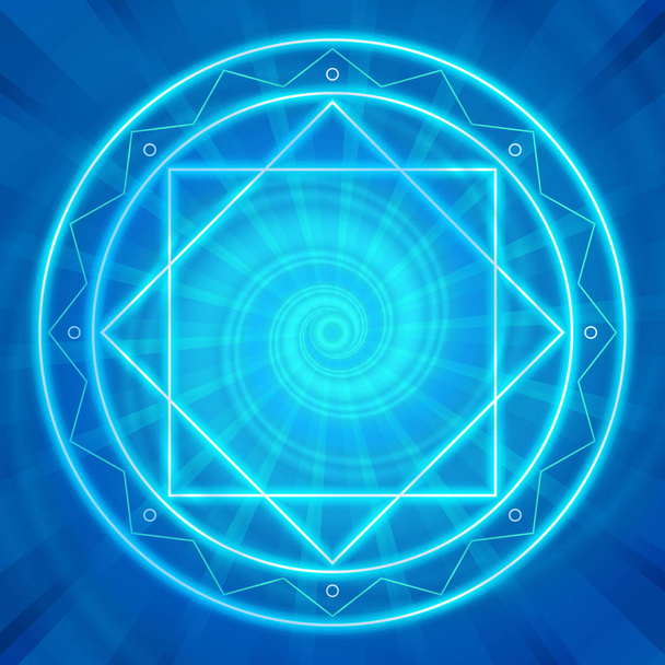 Círculo mágico, Geometria sagrada, linhas de néon brilhantes
 - Vetor, Imagem