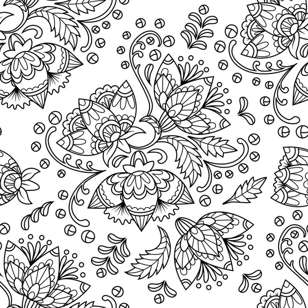 Floral ethnic seamless pattern outline - Vettoriali, immagini