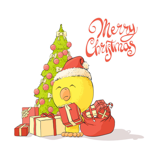 Poulet fabuleux avec un arbre de Noël
 - Vecteur, image