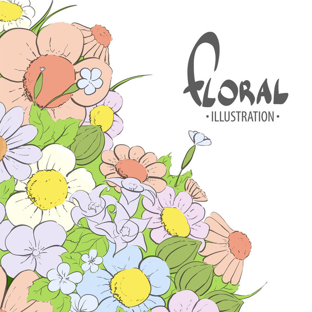 floral illustration on a white background - Vector, Imagen