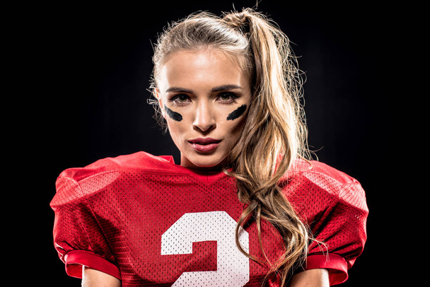 Attractive female american football player - Photo, Image
