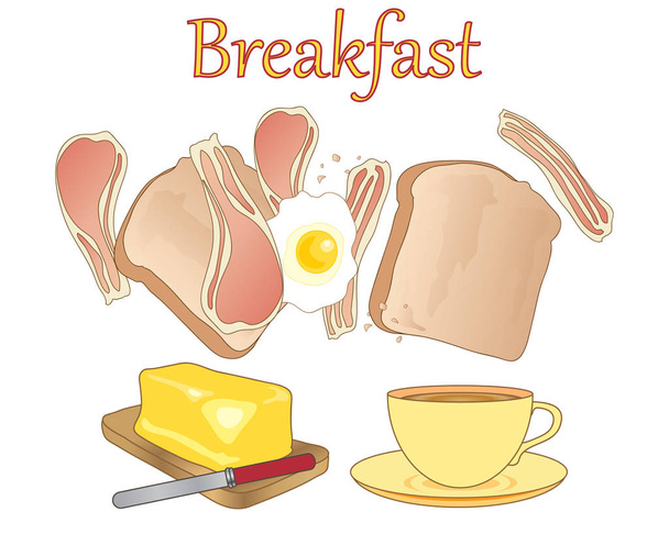 завтрак на белом
 - Вектор,изображение