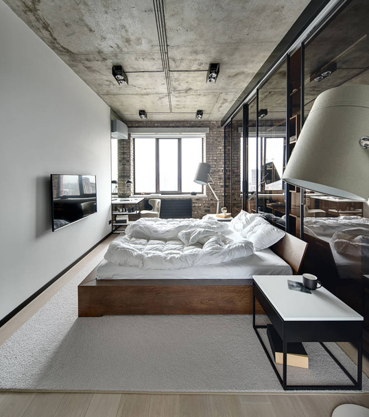 Loft style bedroom - Фото, зображення
