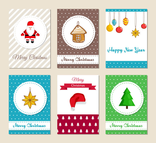 Χριστούγεννα ευχετήριες κάρτες και προσκλήσεις σετ - Διάνυσμα, εικόνα