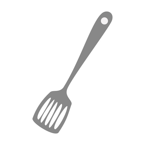 sziluettjét szürke skála sütés spatula - Vektor, kép