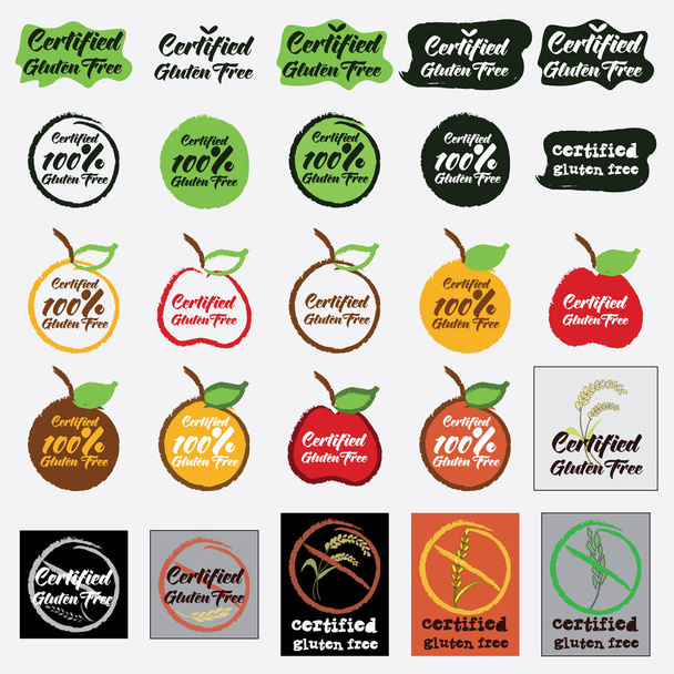 conjunto de certificado libre de gluten icono
 - Vector, imagen