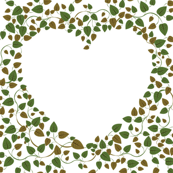 border of creepers in heart shape - Vector, Image