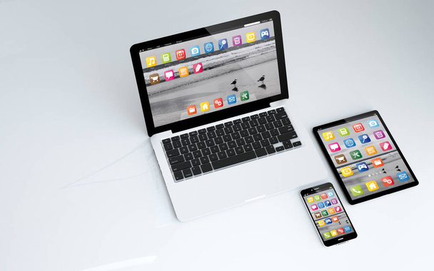 tablet, laptop and smartphone - Photo, image