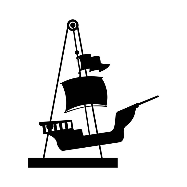σιλουέτα λούνα παρκ πειρατικό πλοίο γραμμής εικονίδιο - Διάνυσμα, εικόνα