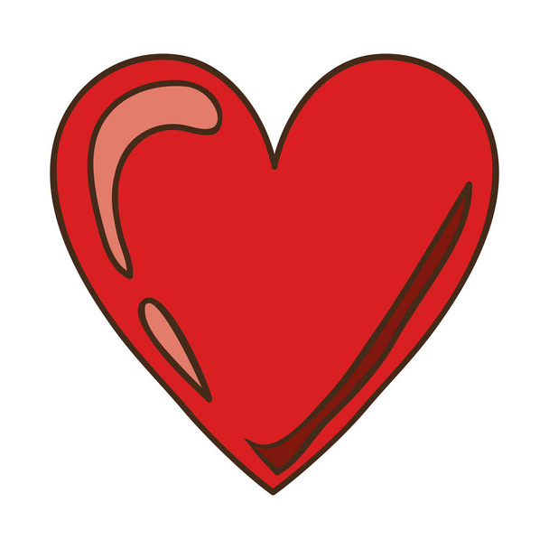 rotes Herz Design-Ikone mit glänzenden - Vektor, Bild