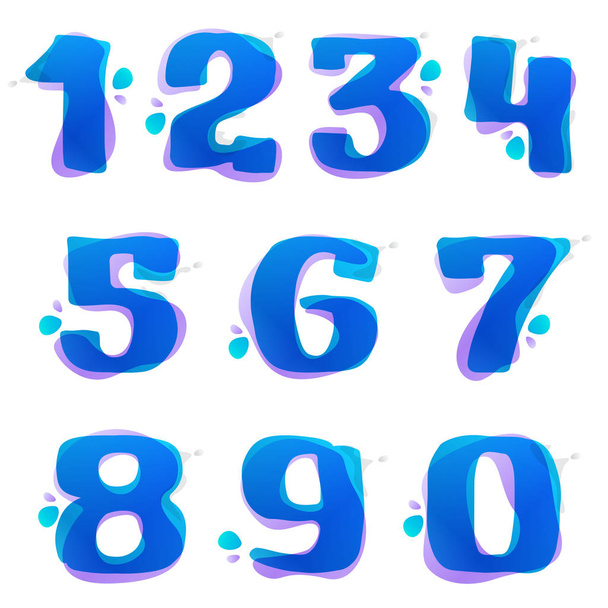 Numbers set logos with watercolor splashes. - Vector, Image