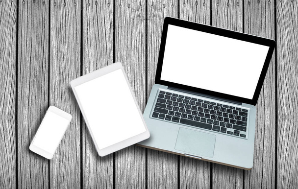 Notebook a tablet počítač s smartphone  - Fotografie, Obrázek