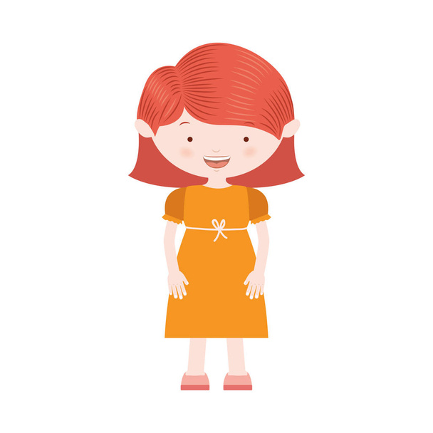 黄色のドレスの redhair 少女 - ベクター画像